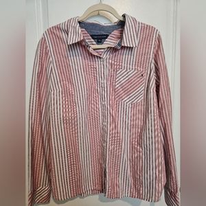 Tommy Hilfiger pink and blue striped button up size L